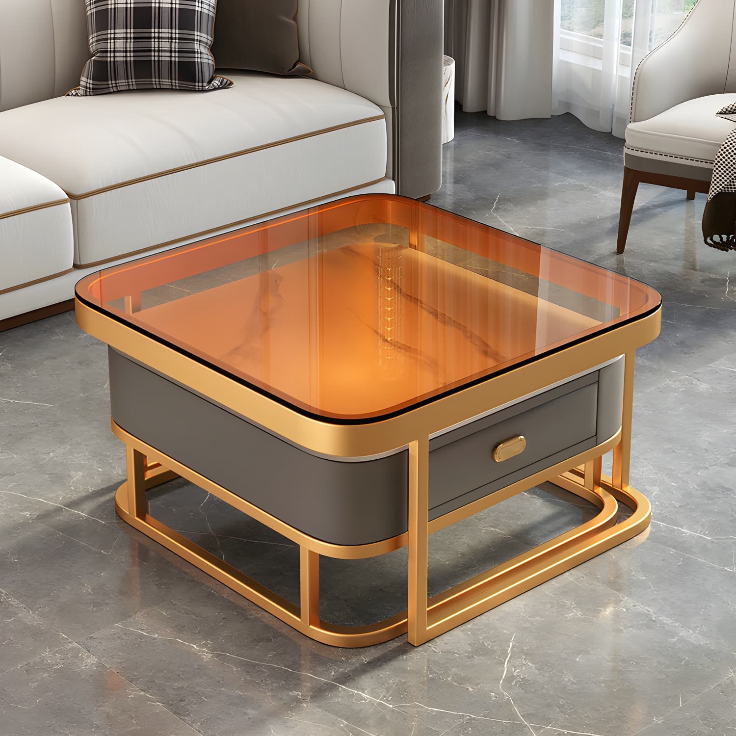 Modern Coffee Table Glass Top Square Nesting Coffee Table Set - image 17