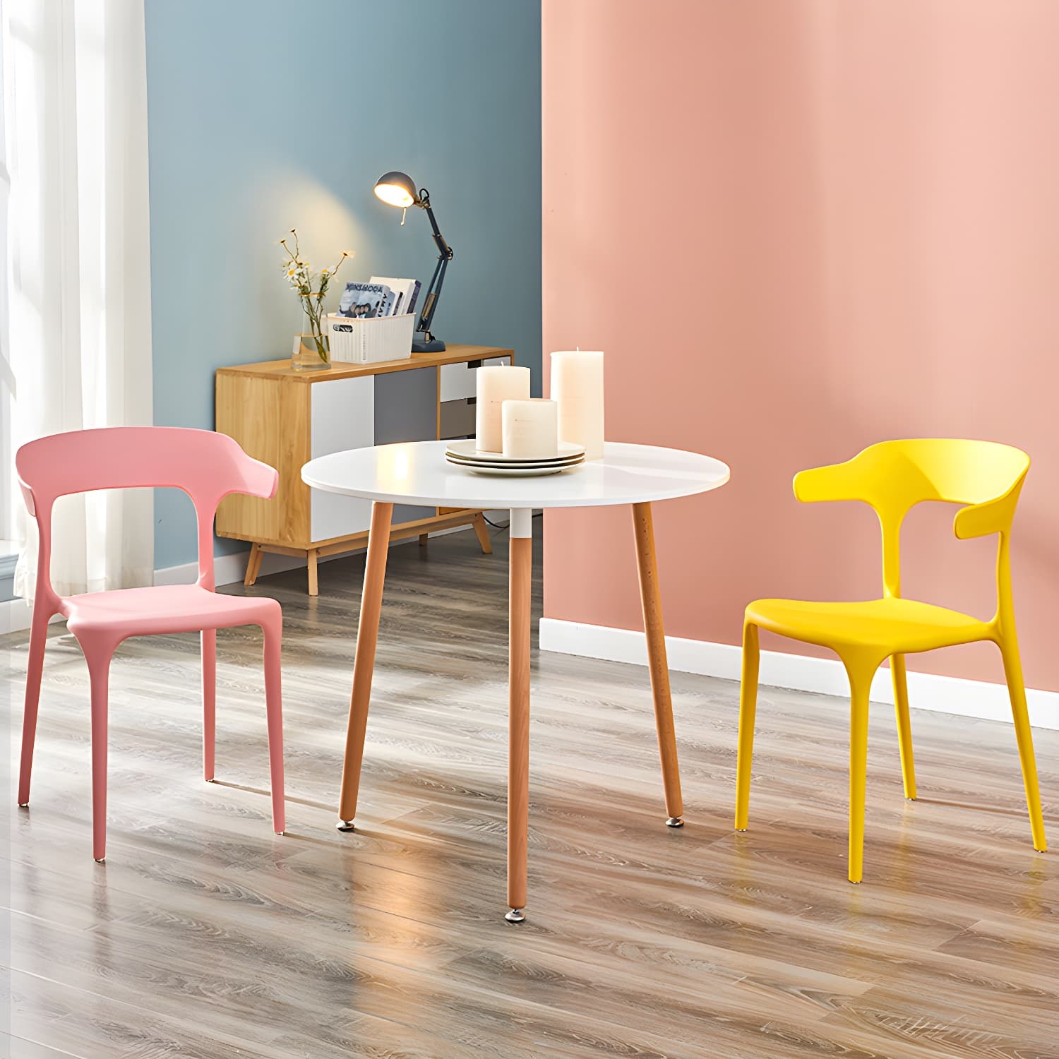 Home Modern Side Chair Stackable Open Back Plastic Dining Room Chair Set - image 11
