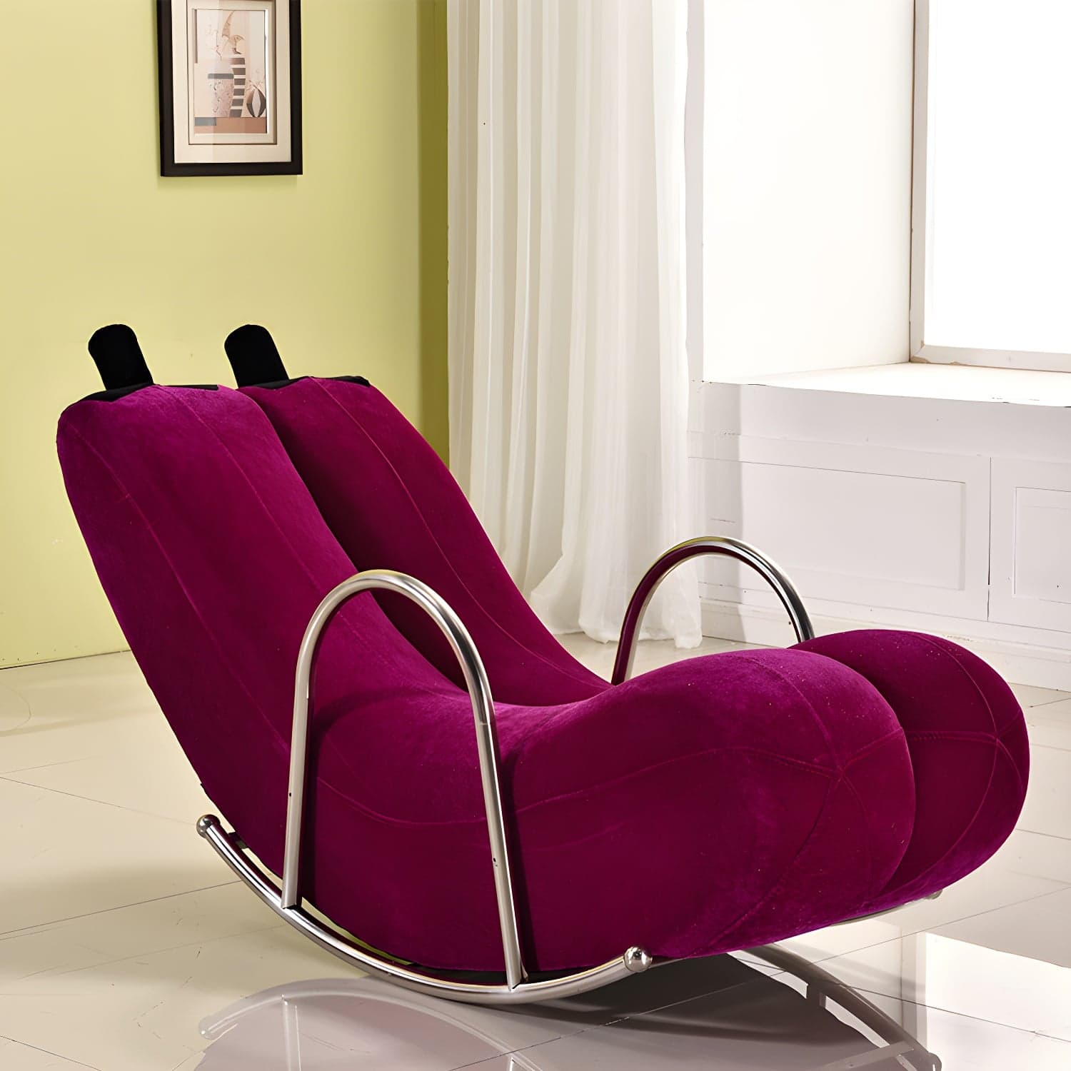 Stylish Silver Upholstered Rocking Chair with Track Arms - Modern Comfort - image 4