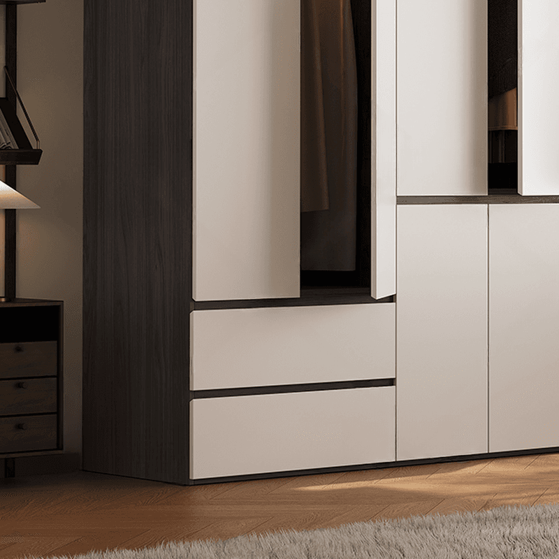 White Minimalist Manufactured Wood Independent Wardrobe Closet with Soft Close Drawer, Soft Close Door, and Interior Shelves - image 5