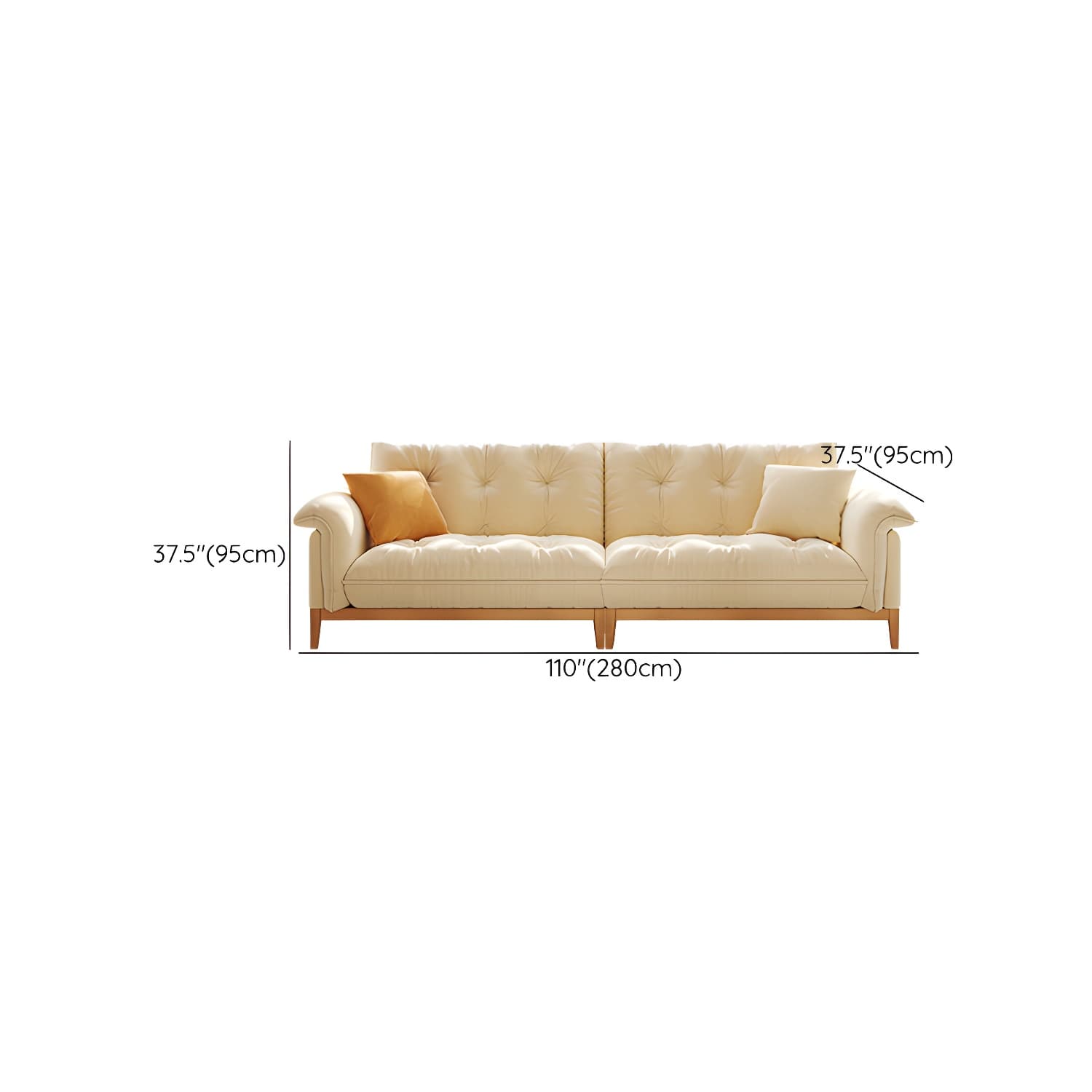 Beige Scandinavian Tufted Sectional Sofa with Wood Frame and Pillow Top Arm - image 17
