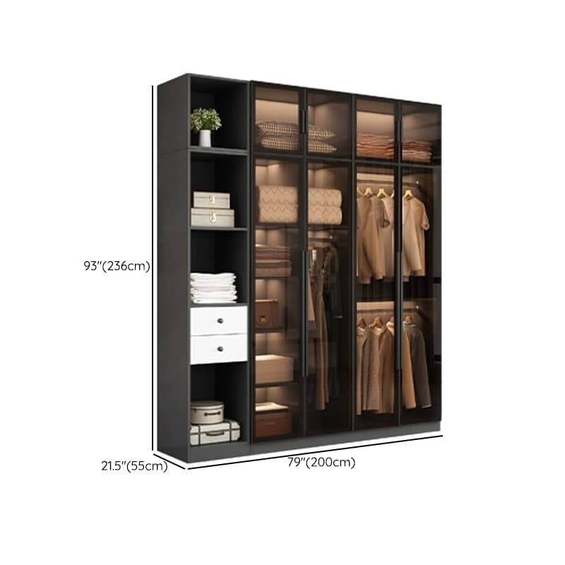 Ink-Colored Manufactured Wood Detached Wardrobe Closet with Soft Close Drawer, Door, Interior Shelves, and Clothing Rod - image 26