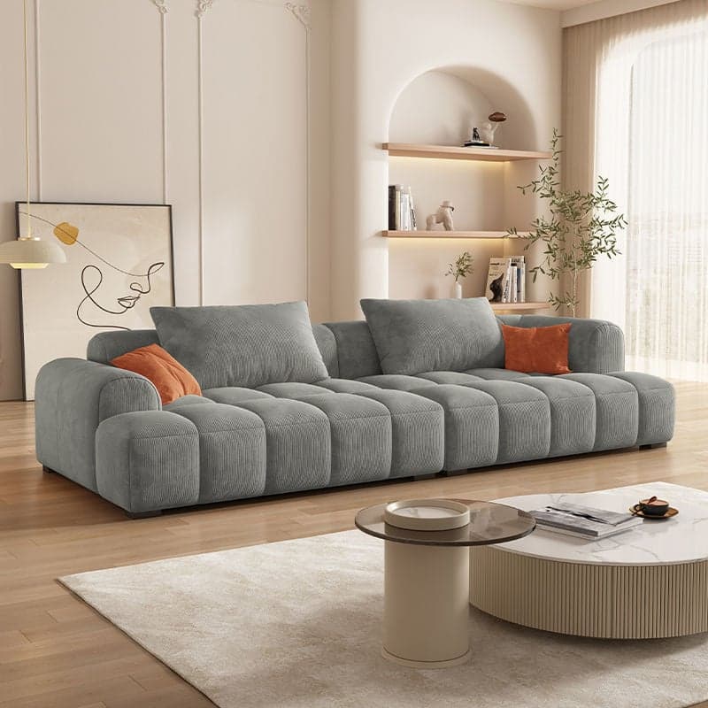 Vibrant Peony/Cerulean/Tangerine Color Sofa Couch with Round Arm and Concealed Support - image 7