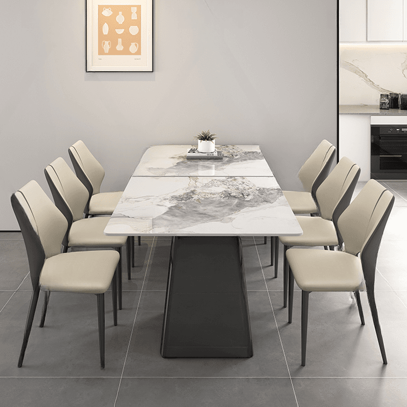 Square Dining Table Set with Stump Base, Enclosed Back, Fixed Table, Padded Chair, 5-piece - image 5
