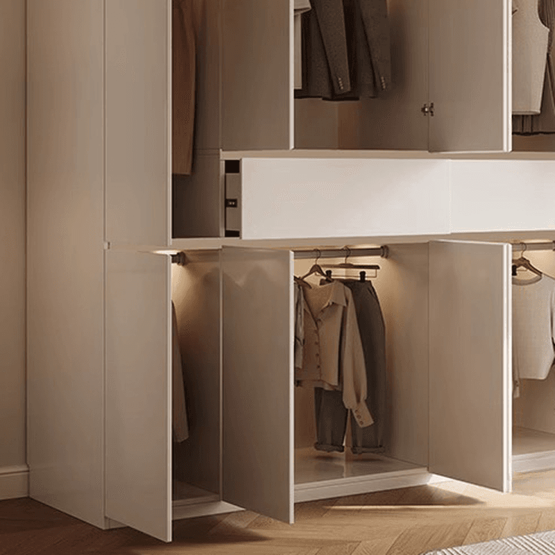 Chalk Minimalist Wood Cabinet Armoire with Soft Close Drawer and Door, Interior Shelves, and Clothing Rod - image 5