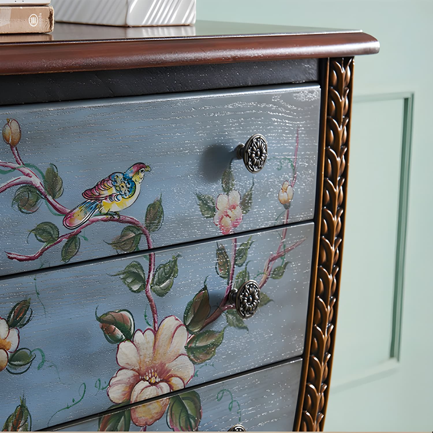 Rustic Wood Chest Vertical Chest with Drawers for Living Room - image 15