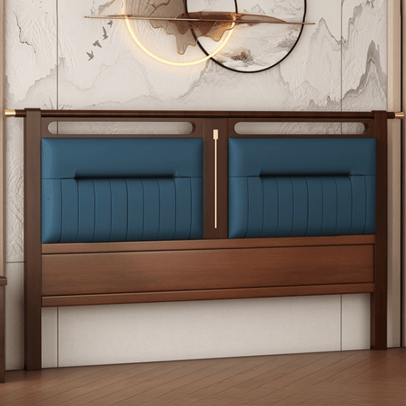 Modish No Distressing Timber Panel Headboard with Rectangle/Stepped Shape for Queen/King/Full Bed, Featuring Sponge Upholstery and Standard Height - image 3