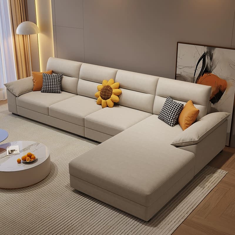 Scandinavian Wood Seats 4 Large (Over 109 in.) Pillow Top Arm Sofa Chaise - image 9