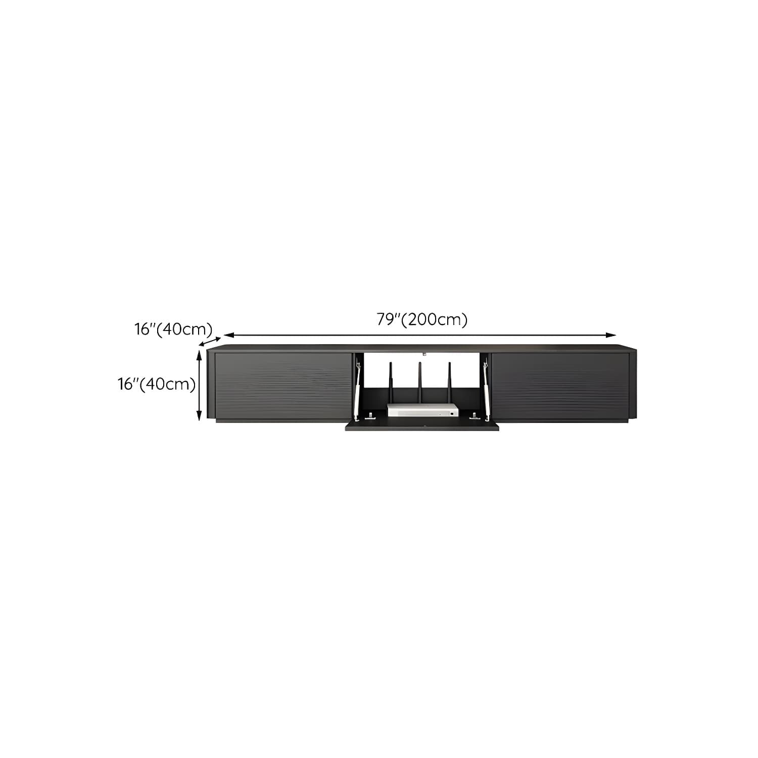 Black Wood TV Stand with Drawers and Cable Management – Modern Style and Low Height - image 14