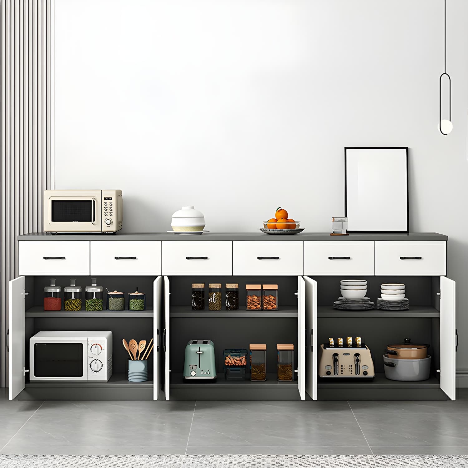 Modern Wood Sideboard Credenza with Drawers and Cabinets - Functional Storage Solution - image 7