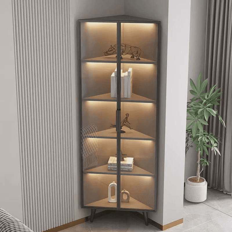 Nook Independent Utility Cabinet with Cabinet, Glass-panel Door, Bar Pull, Ink Top, and Light