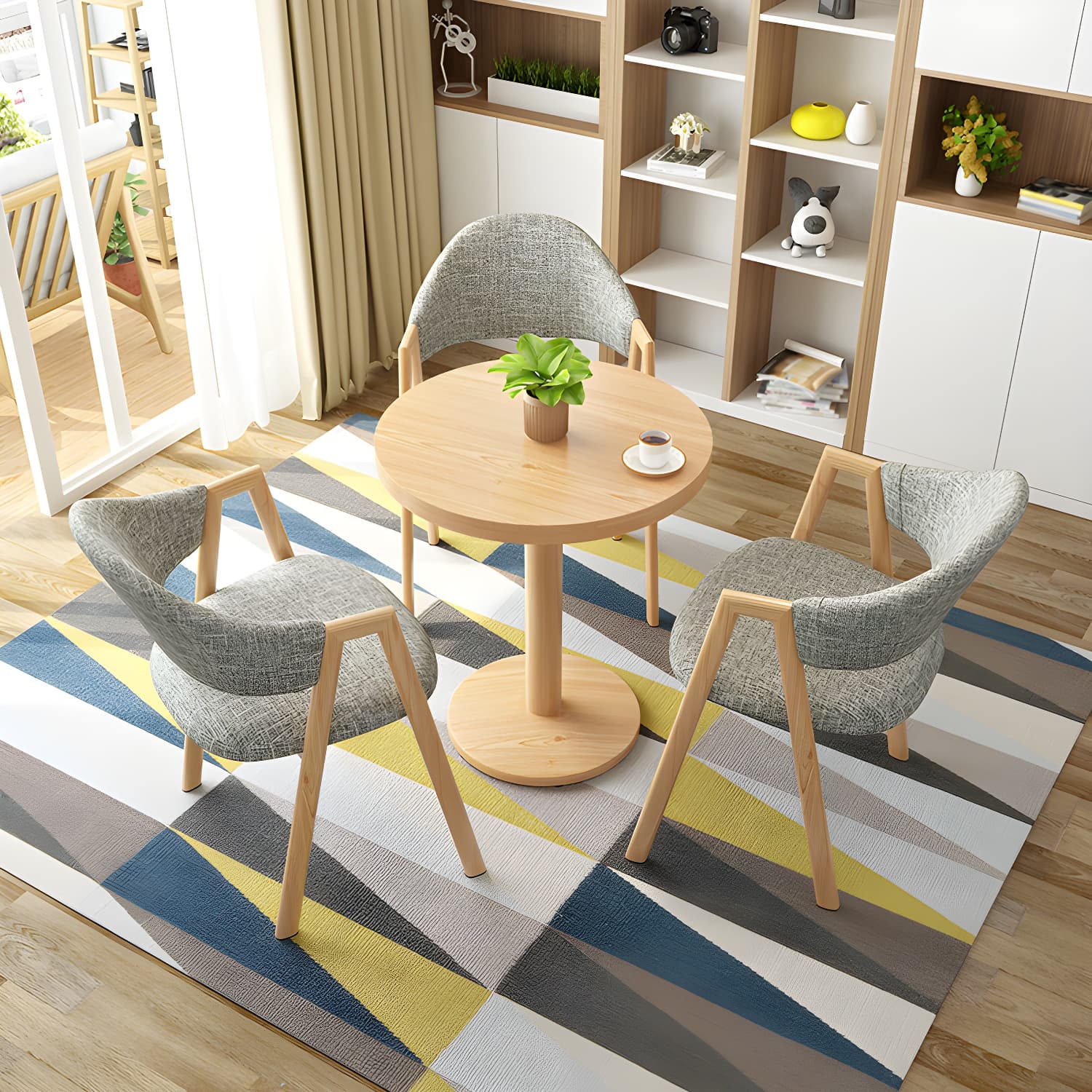 Contemporary Open Back Arm Chair Matte Finish Upholstered Dining Chair - image 18