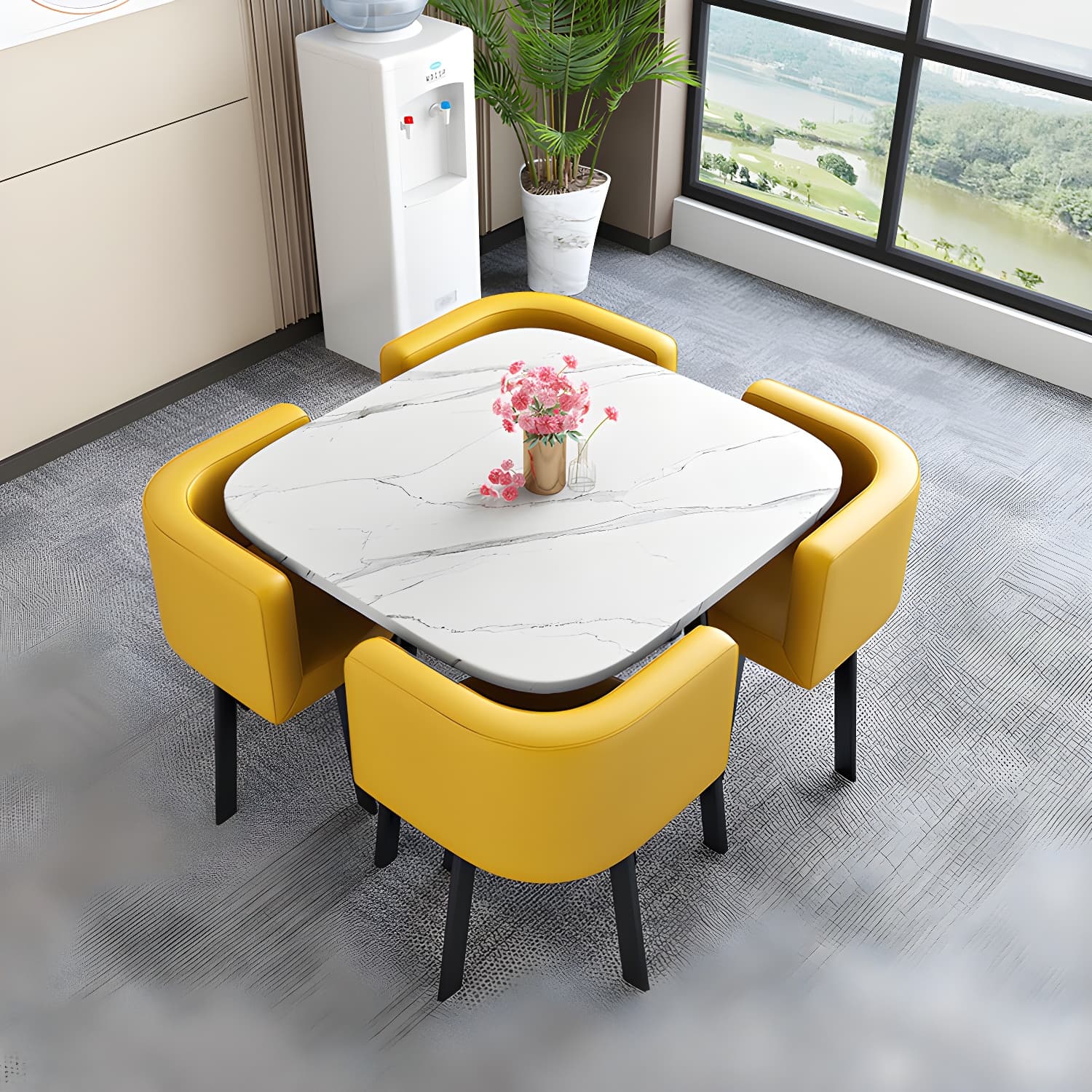 Modern Wood Dining Table Set 5 Pieces Dining Set for Home Use