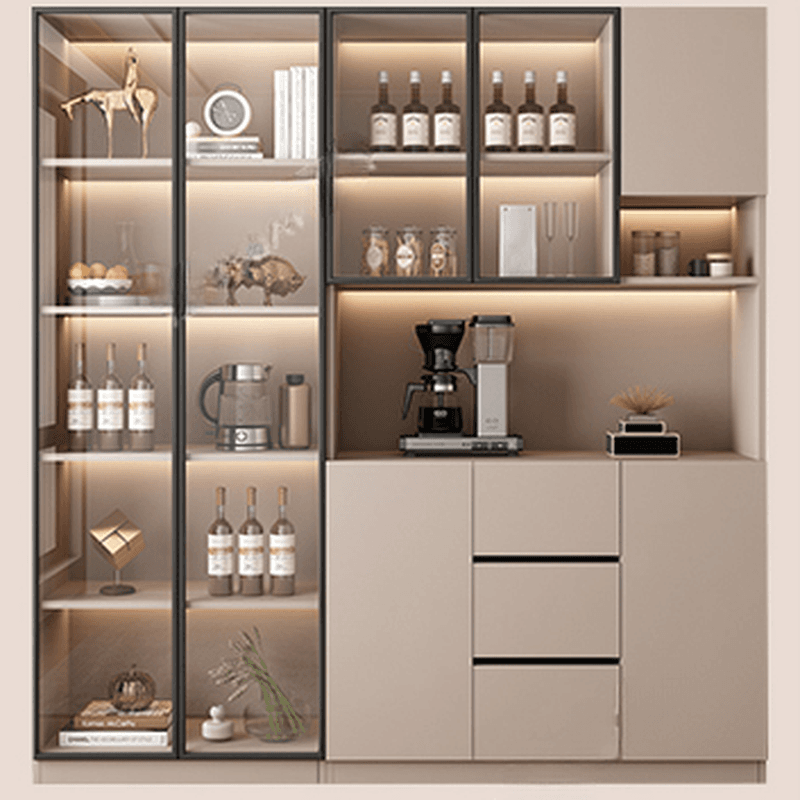 Wide/Standard/Narrow Modern Timber 3 Drawers 2 Shelves/3 Shelves/1 Shelf Glass Doors Pantry Hutch Sideboard - image 14