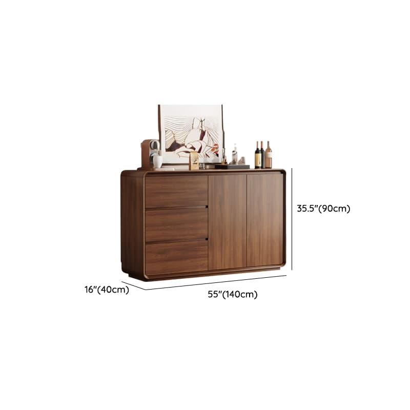 Sepia Simplistic Sideboard with 3 Drawers, Standard Size, Adjustable Shelving, and Multiple Doors Storage Cabinets - image 10