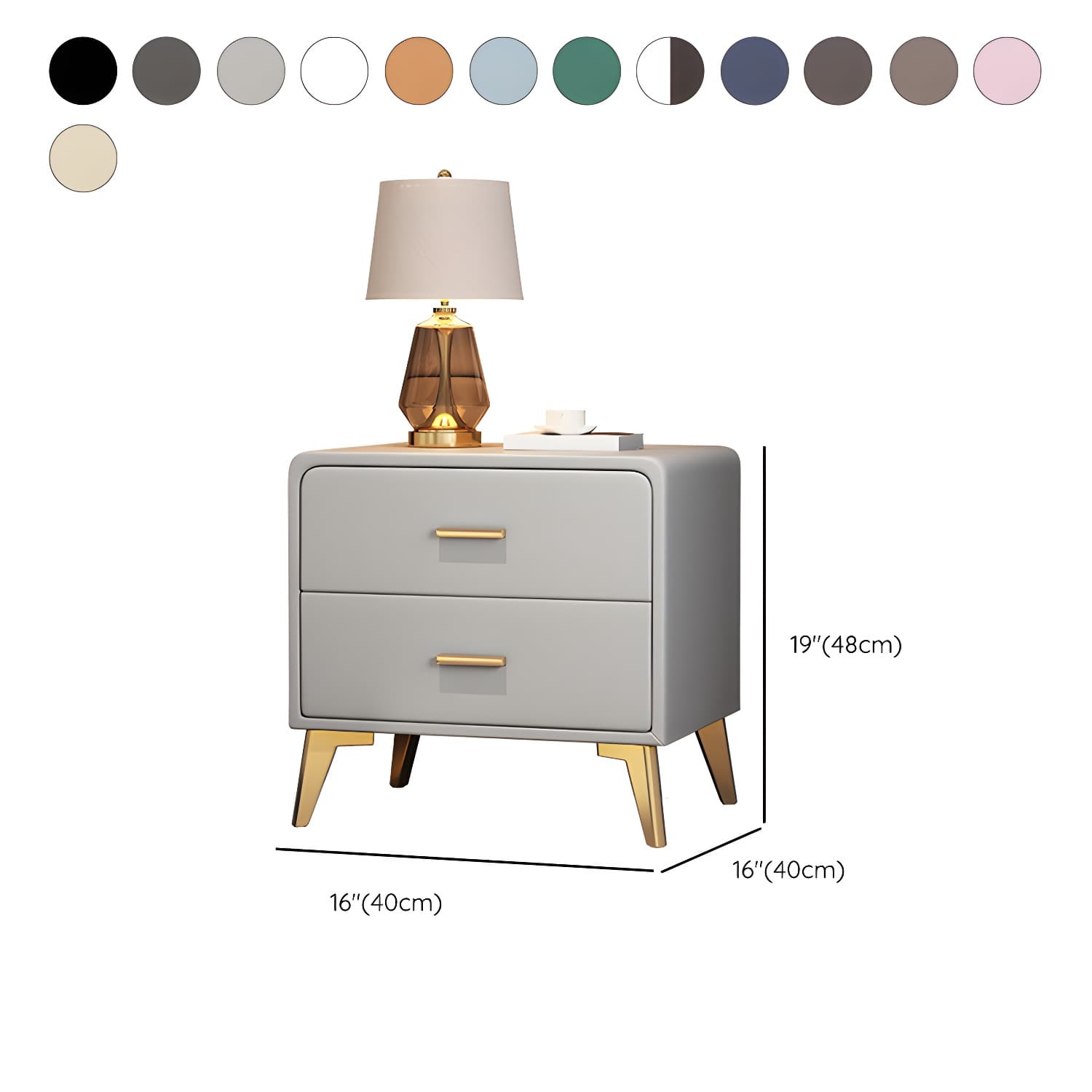 Faux Leather Modern Nightstand with Drawer Storage - Small Size, 2 Drawers - image 24