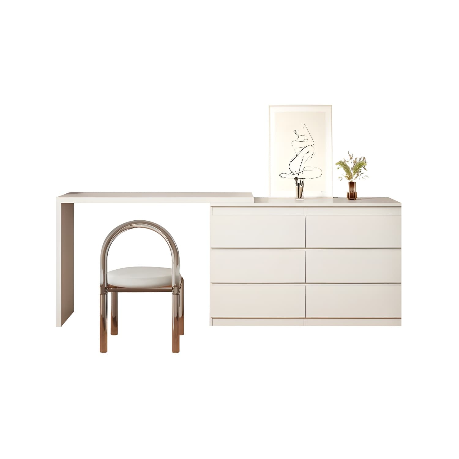 Modern White Wood Makeup Vanity with Soft Close Drawers and Acrylic Chair Include/Not Include - image 5