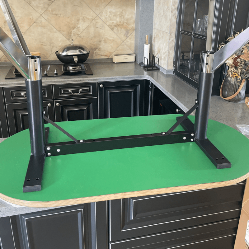 Art Deco Olive Green Reclaimed Wood Table, Standard Height, Fixed Mechanism, Seats 4 or 2 - image 7