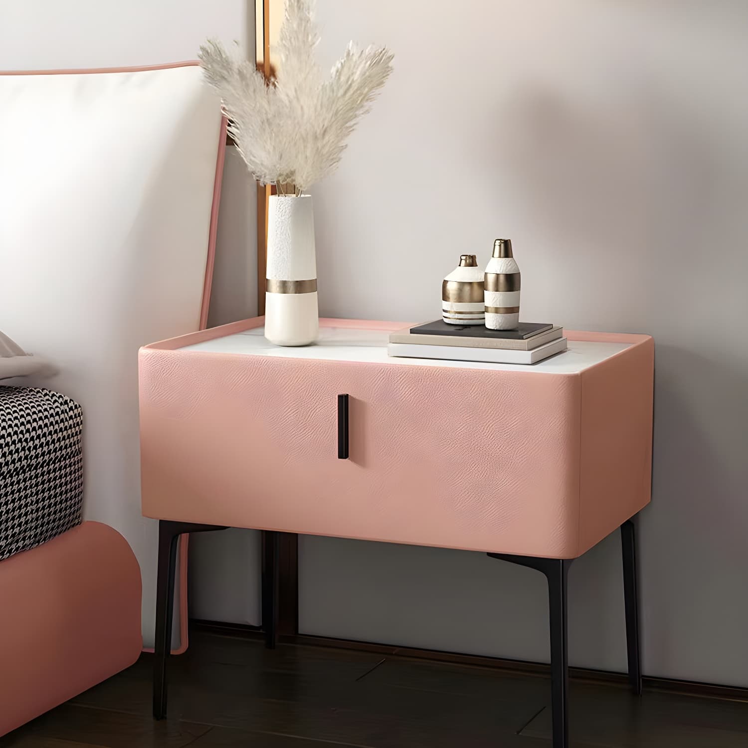 Contemporary 1 Drawer Accent Table Nightstand Antique Finish Bed Nightstand - image 7