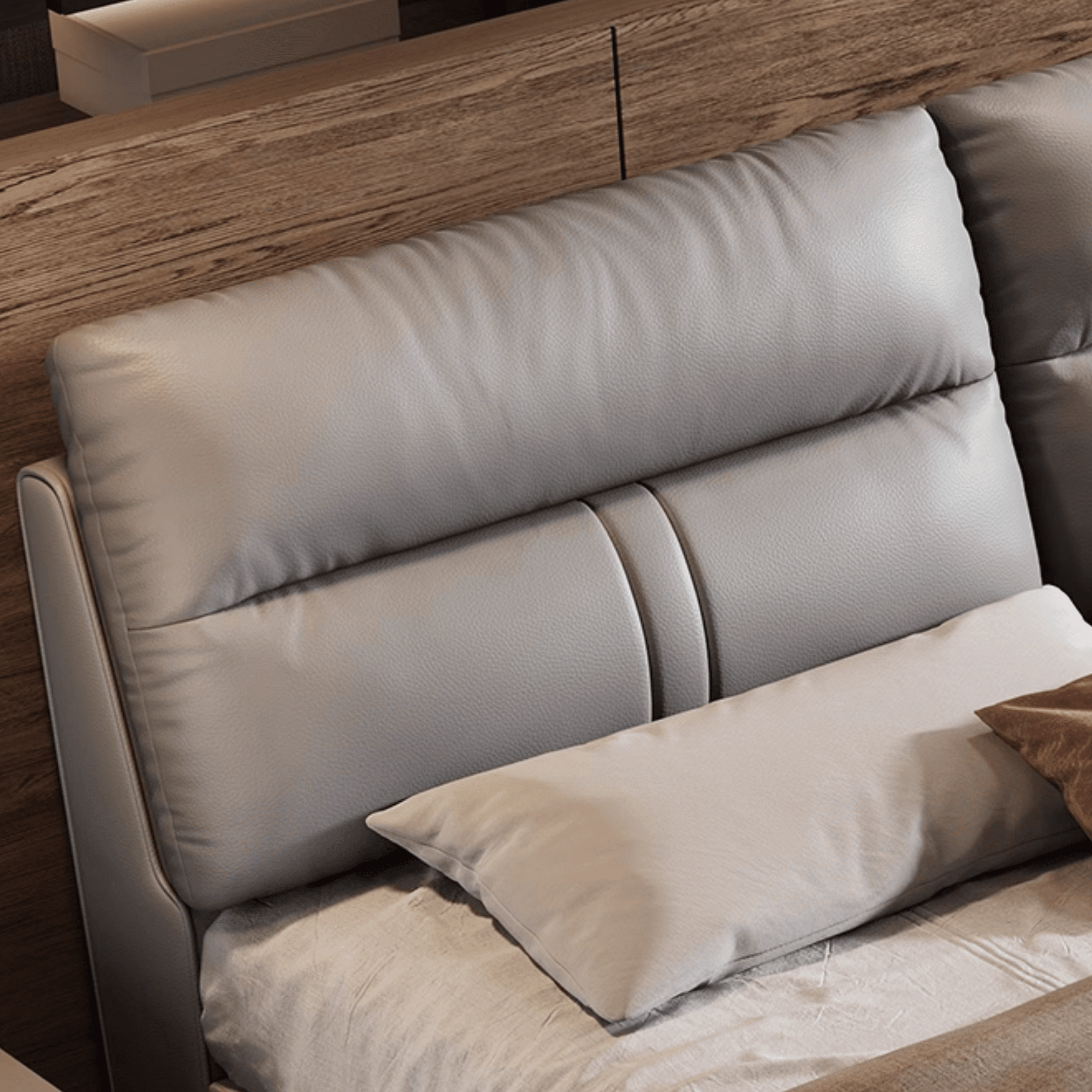 Light Gray Solid Color Storage Bed/Platform Bed with 3 Storage Boxes in Pine Wood for Living Room - image 3