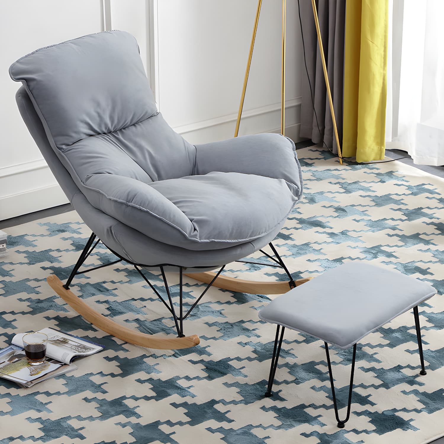 Upholstered Rocker Chair Living Room Rocking Chair with Padded Seat - image 10
