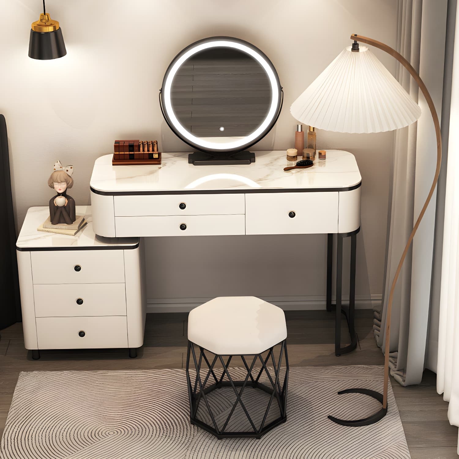 Contemporary Stone Vanity Desk Removable Vanity Dressing Table - image 5