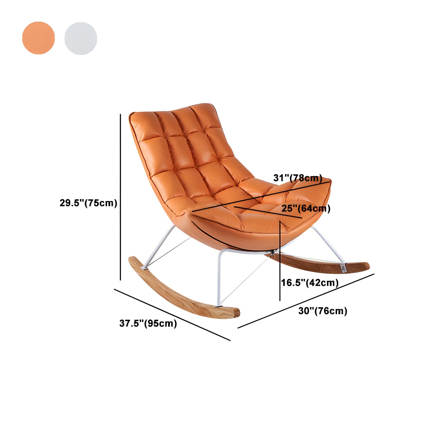 High Back Rocking Chair Ergonomic with Padded Seat Rocker Chair with Ottoman - image 26