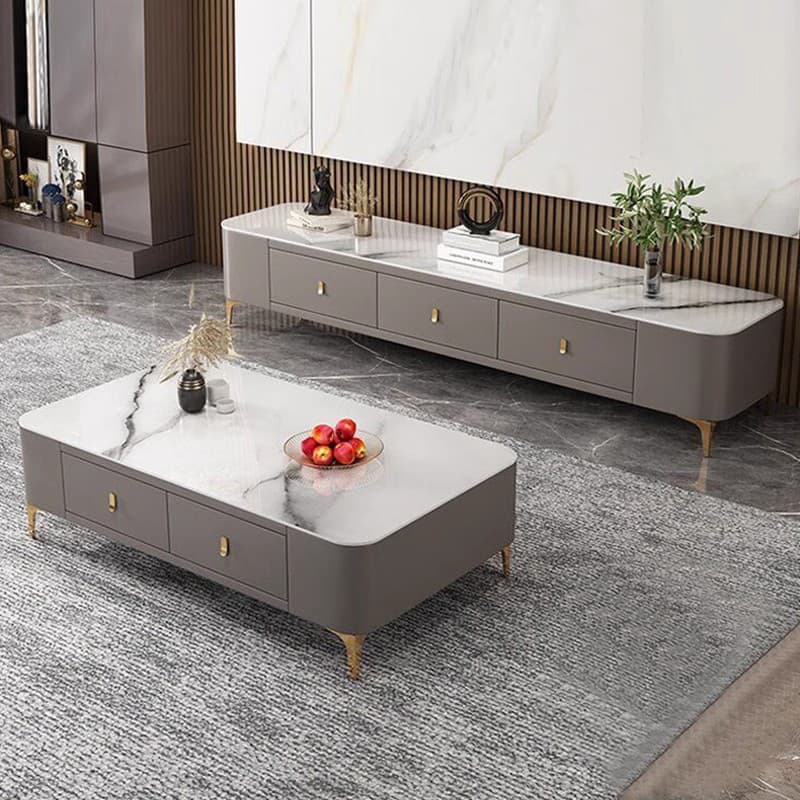 Luxurious Rectangular Glass TV Stand with Storage Drawers, 11.8"W x 15.4"H - image 5