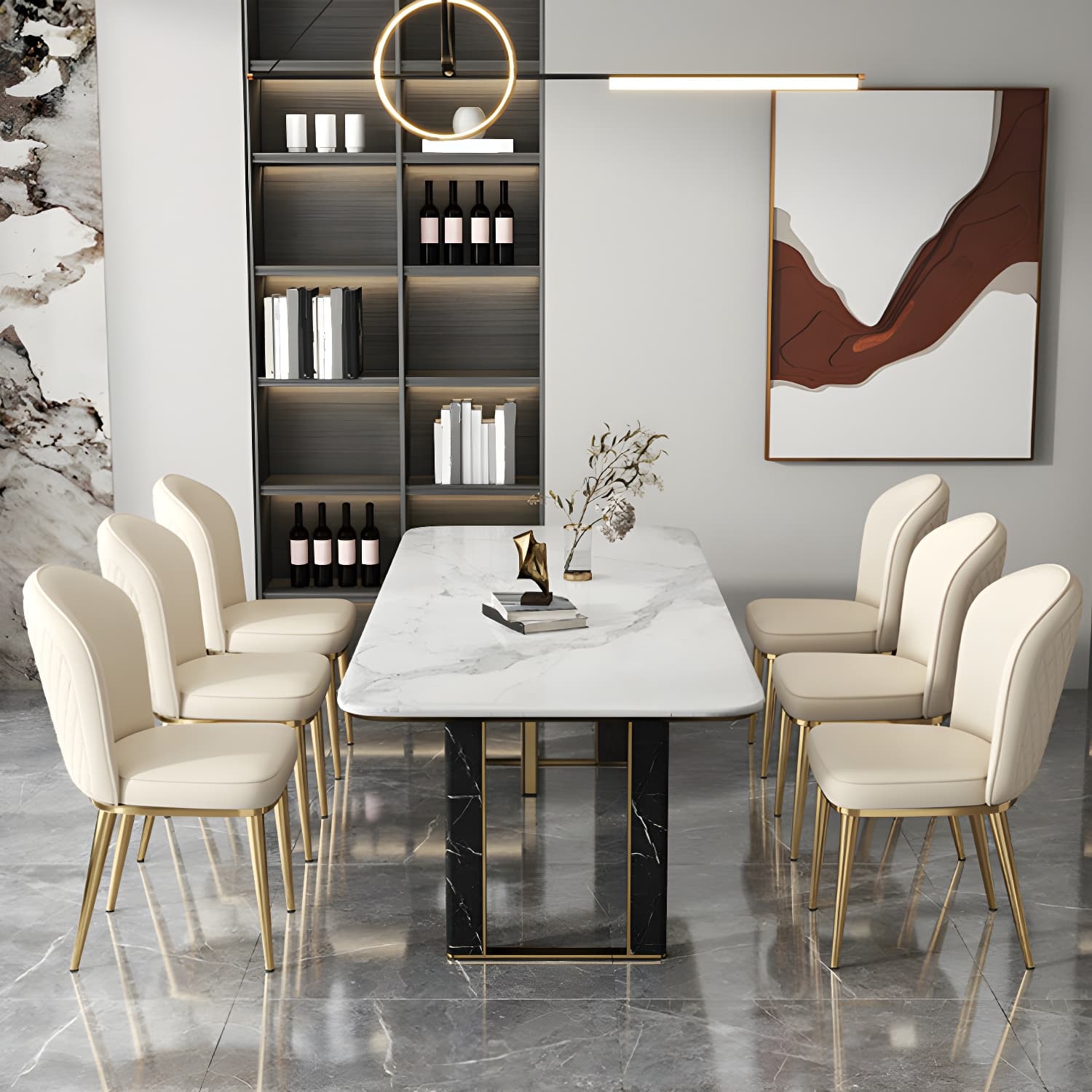 Gold Leg Glam Side Chair with Low Back and Upholstered Faux Leather in Polyurethane Material - image 14