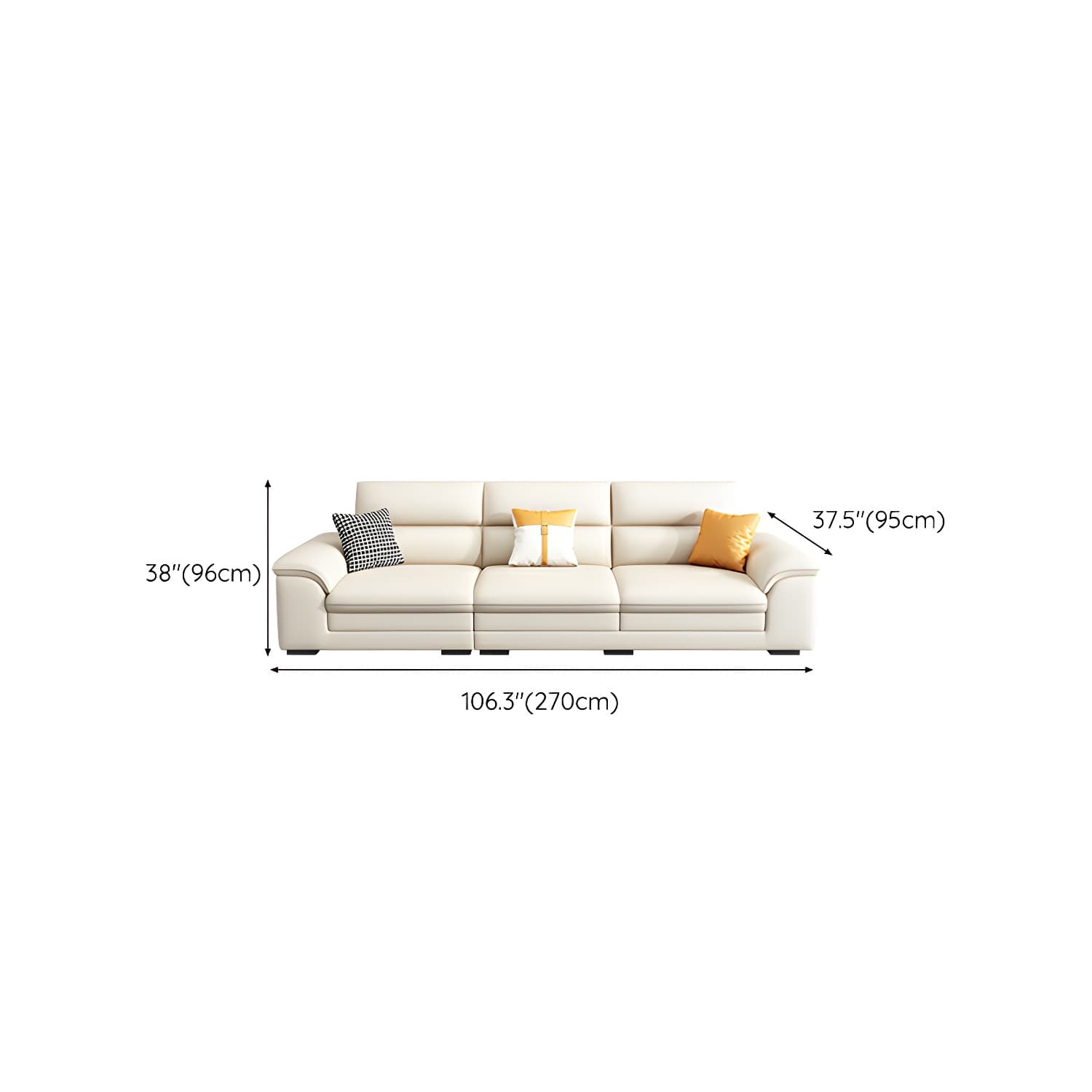 Modern Beige Stationary Sectional Sofa in Scratching Cloth with Wood Frame and Pillow Top Arms - image 17