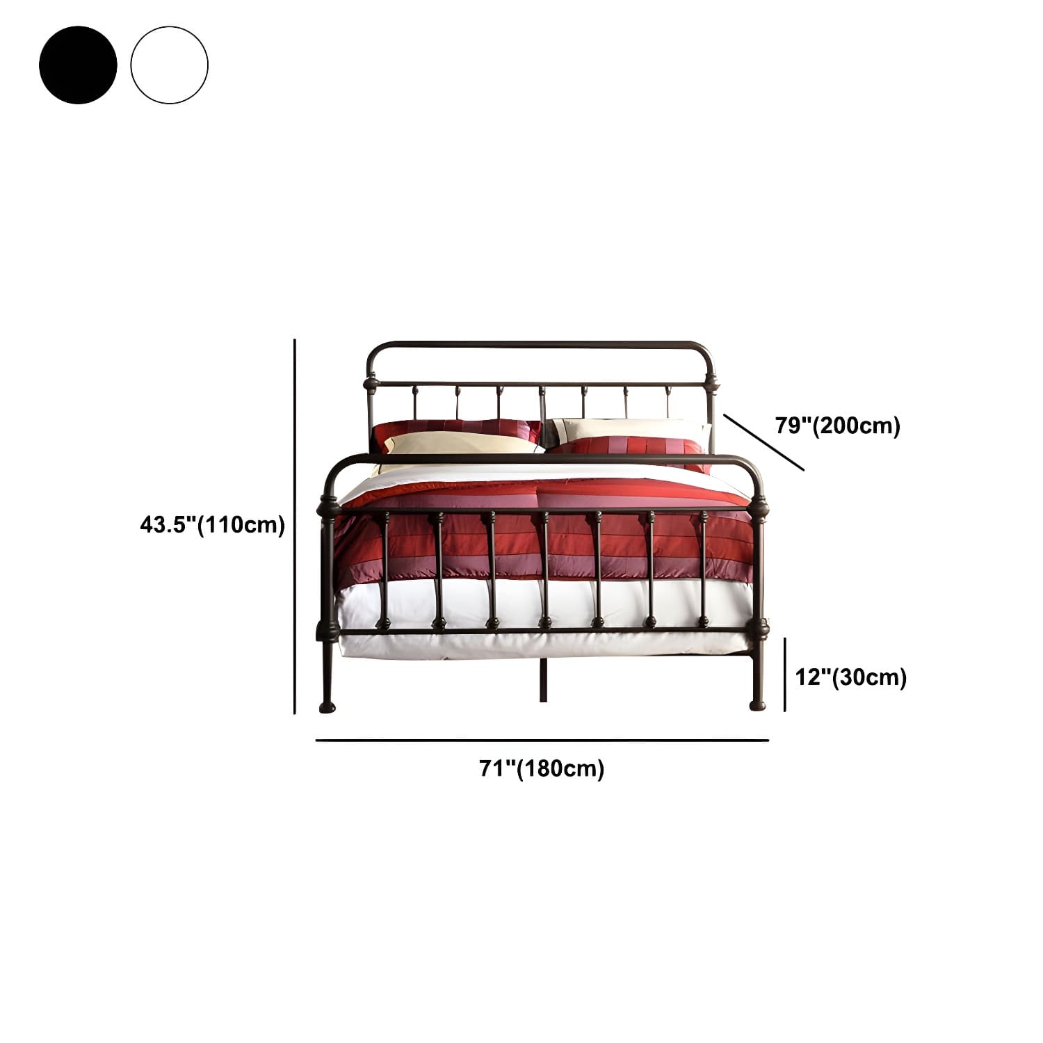 Industrial 45.27" High Bed Iron Bed with Rectangular Headboard - image 11