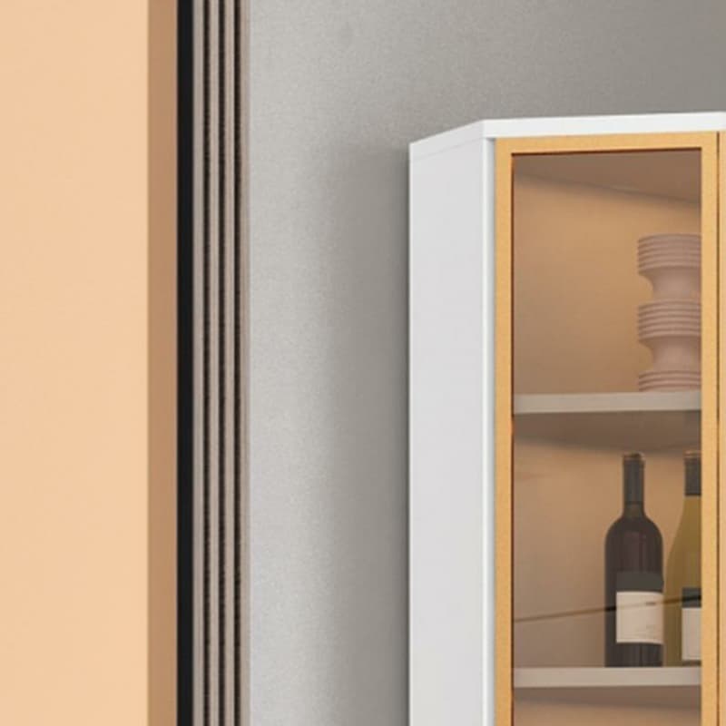 Contemporary Wood Corner Accent Cabinet with Clear Glass Doors, Metal Legs and Interior Shelves - image 20