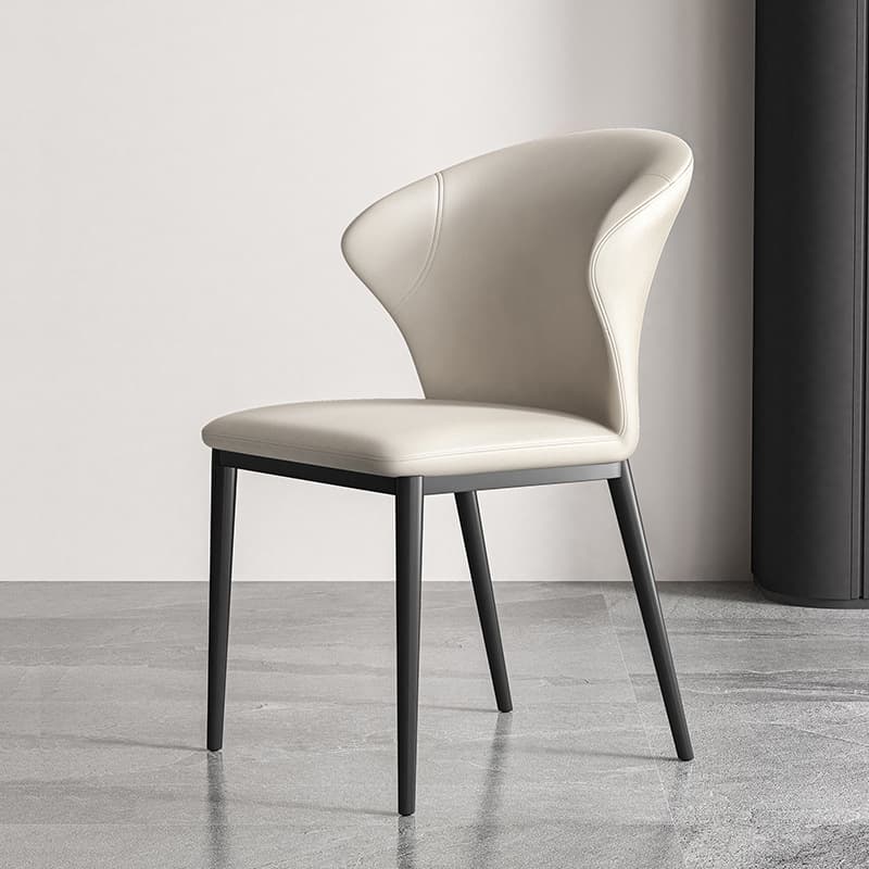 Modish Side Chair with Wing Chair Back, Padded Upholstery, Midnight Black Metal Legs - image 11