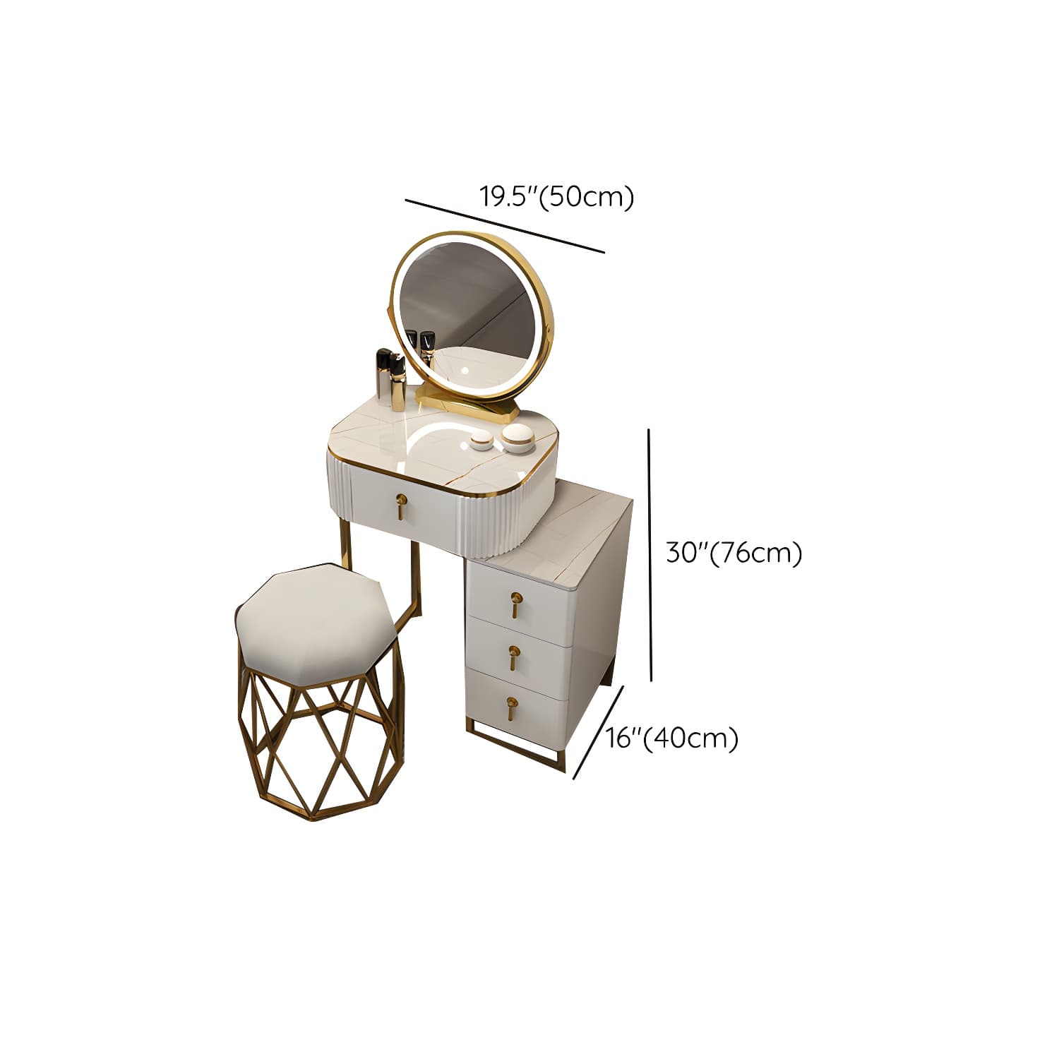 Contemporary Makeup Vanity Desk Table 29.9" H Bedroom Makeup Counter - image 34