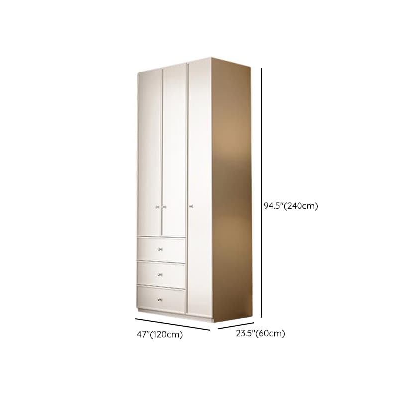 Chalk Modern Wooden Standalone Almirah with 3-Drawer, Interior Shelves, and Hanging Rod - image 12