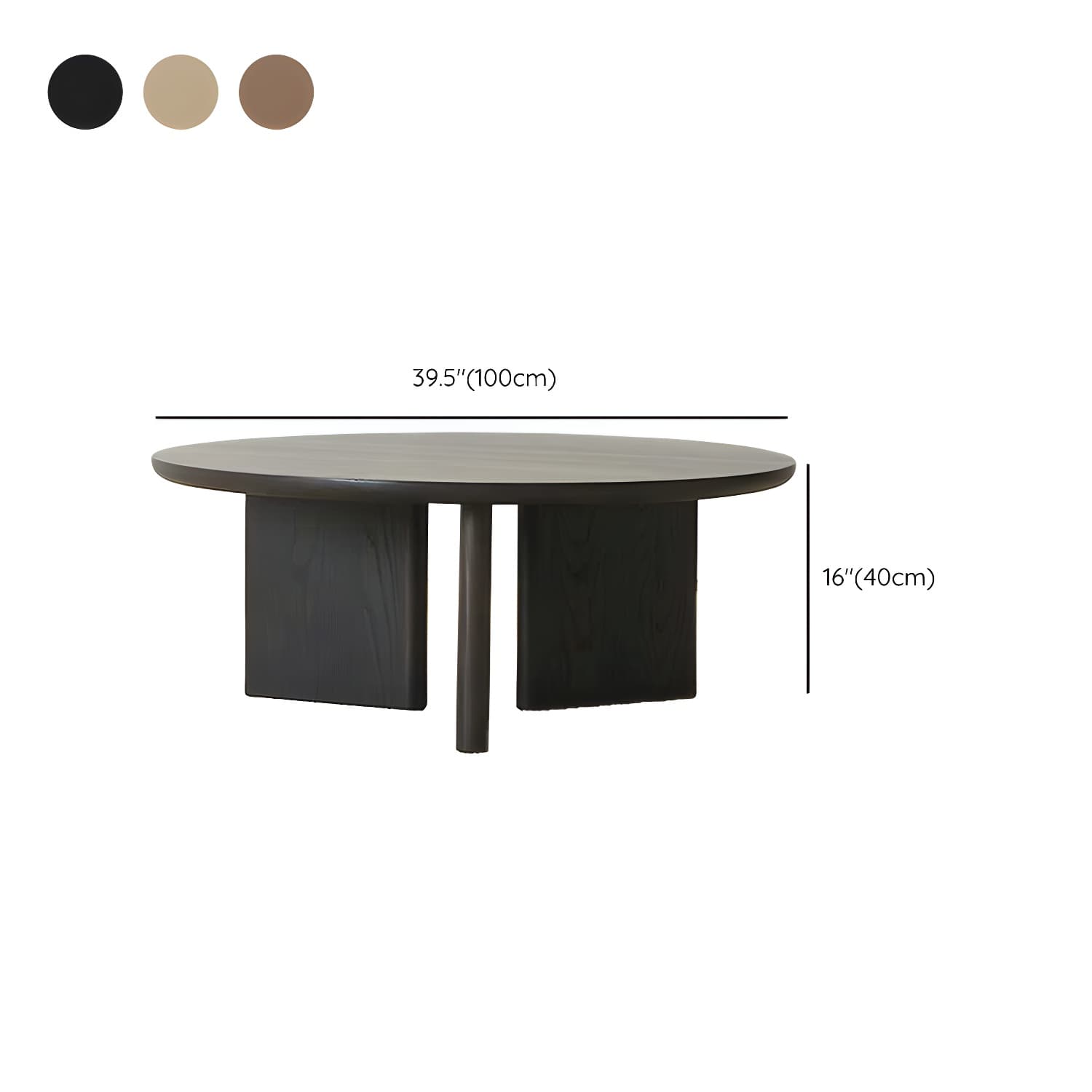 Contemporary Solid Wood Coffee Table Round Abstract Coffee Cocktail Table - image 17