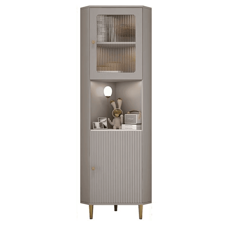 Grey/Beige Engineered Wood Utility Cabinet with Illuminating in a Modern Style - image 4