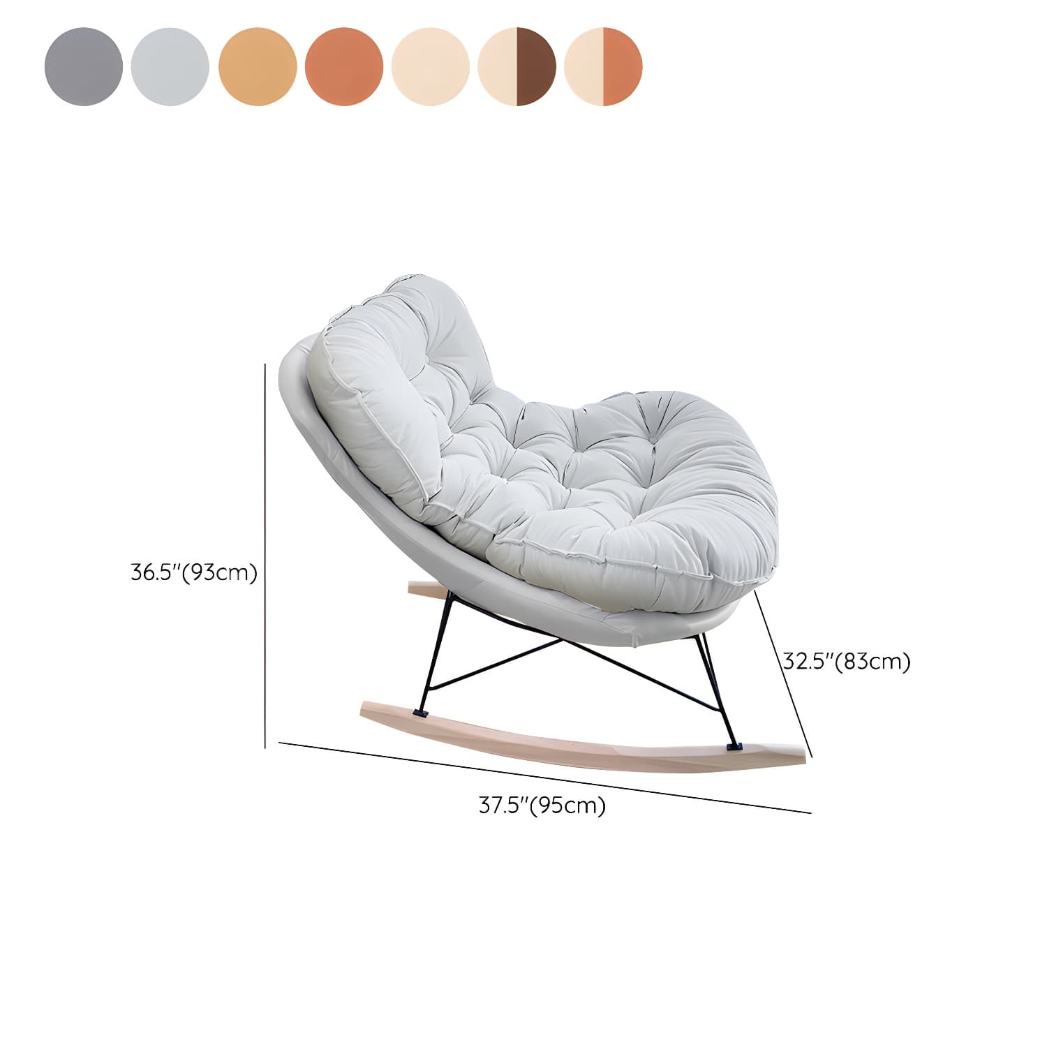 Modern Tufted Upholstered Rocking Chair with Natural Wood Legs - image 20