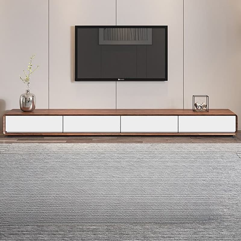 Contemporary Oblong Wood TV Stand Console with Storage Drawers - image 14