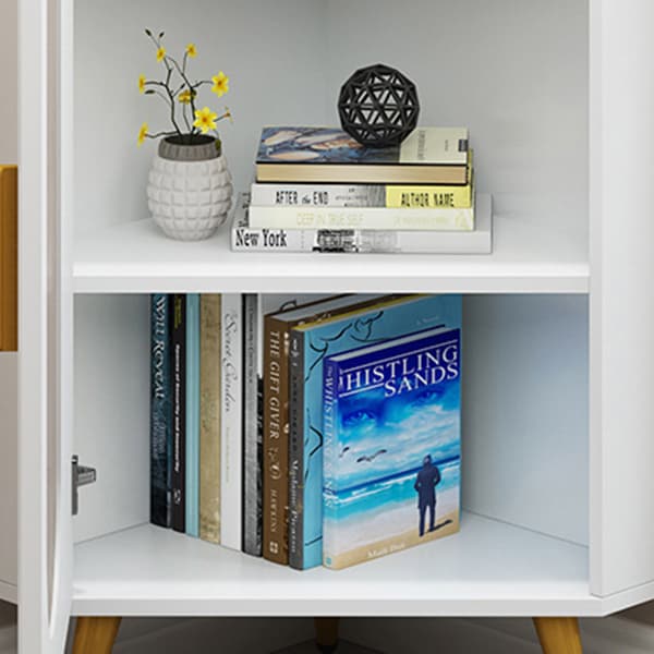 Elegant Corner Modern Accent Cabinet with Glass Doors and Metal Base - image 8