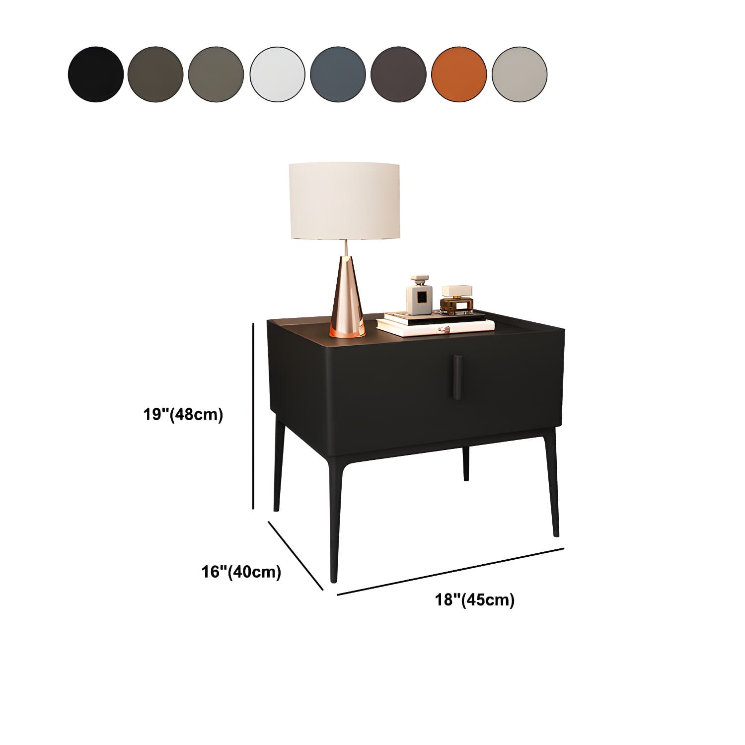 Mid-Century Modern 19-inch Tall Night Table 4 Legs Nightstand with 1 Drawer - image 20