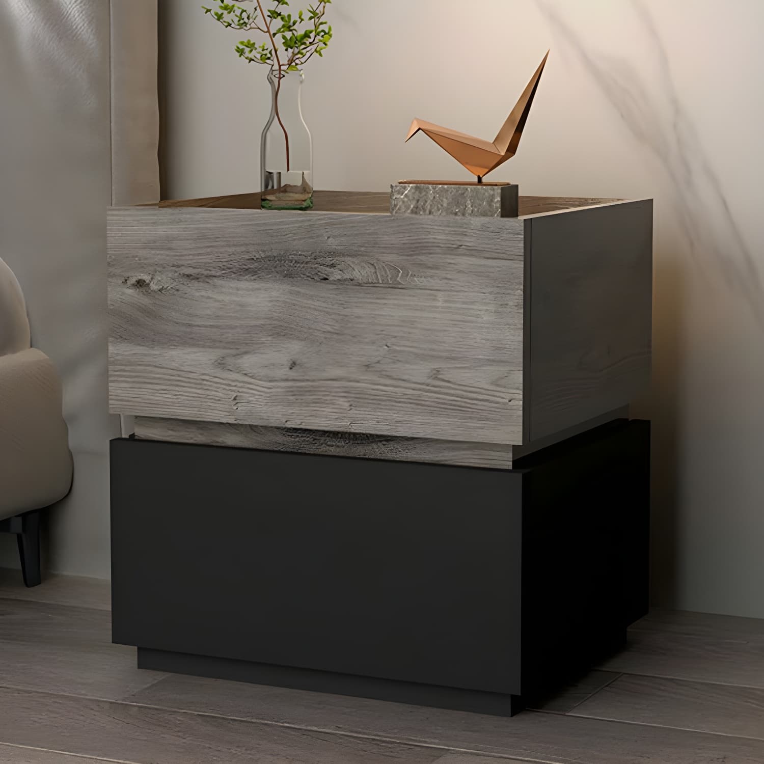 19.1" Tall 2 - Drawer Nightstand Wooden Accent Table Nightstand for Bedroom - image 19