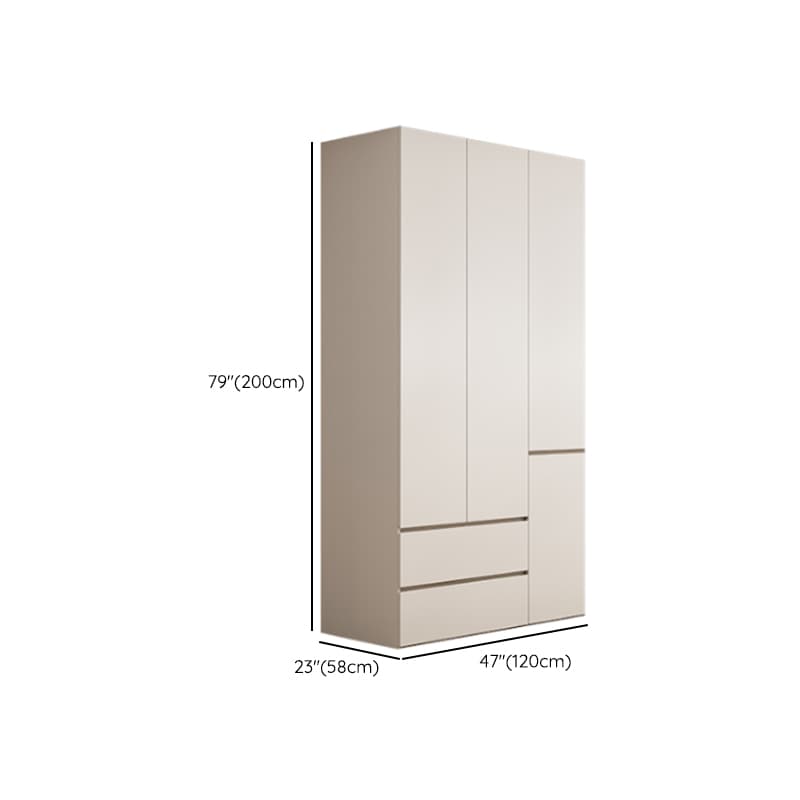 White Minimalist Manufactured Wood Wardrobe Closet with 2 Drawers, Soft Close Door, Interior Shelves, and Clothing Rod - image 12