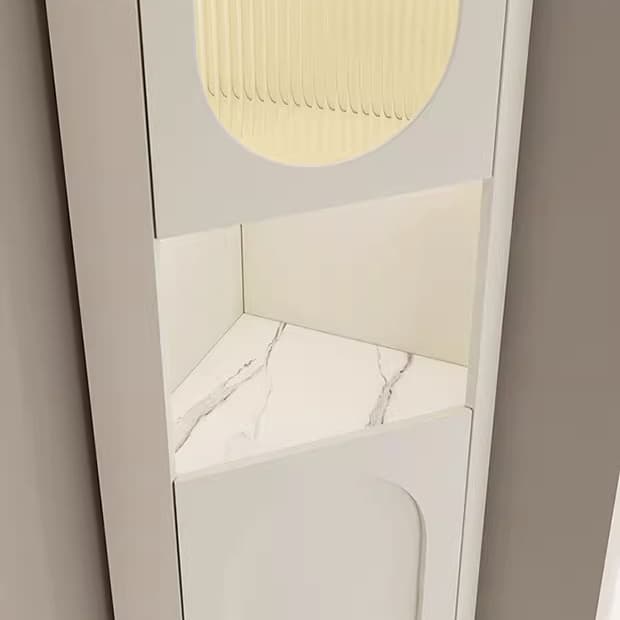 Modern Corner Accent Cabinet with Glass Doors and Exterior Shelving - image 7