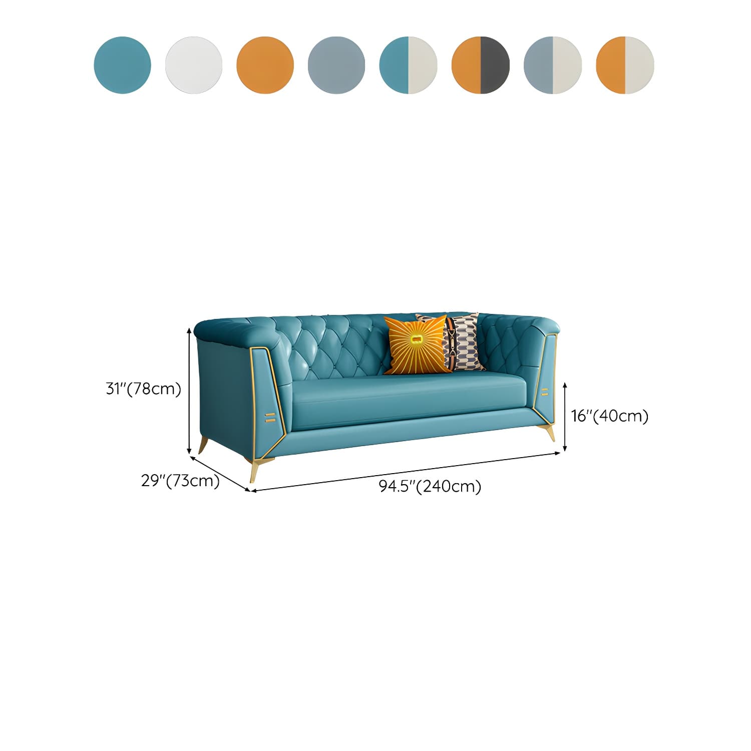 Glam Wood Frame Standard Sofa with Tuxedo Arms in Solid Color - image 28