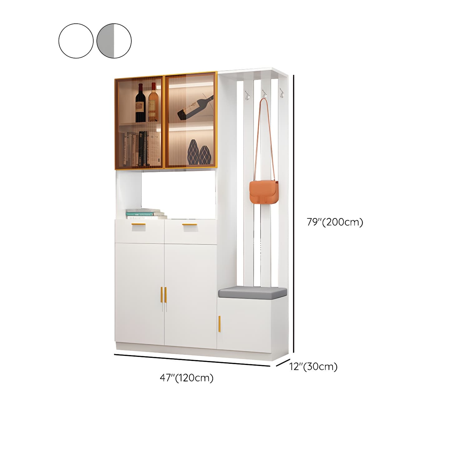 Rectangle Wood Cabinet 11.81" Wide 3-door Accent Cabinet with Drawer - image 18