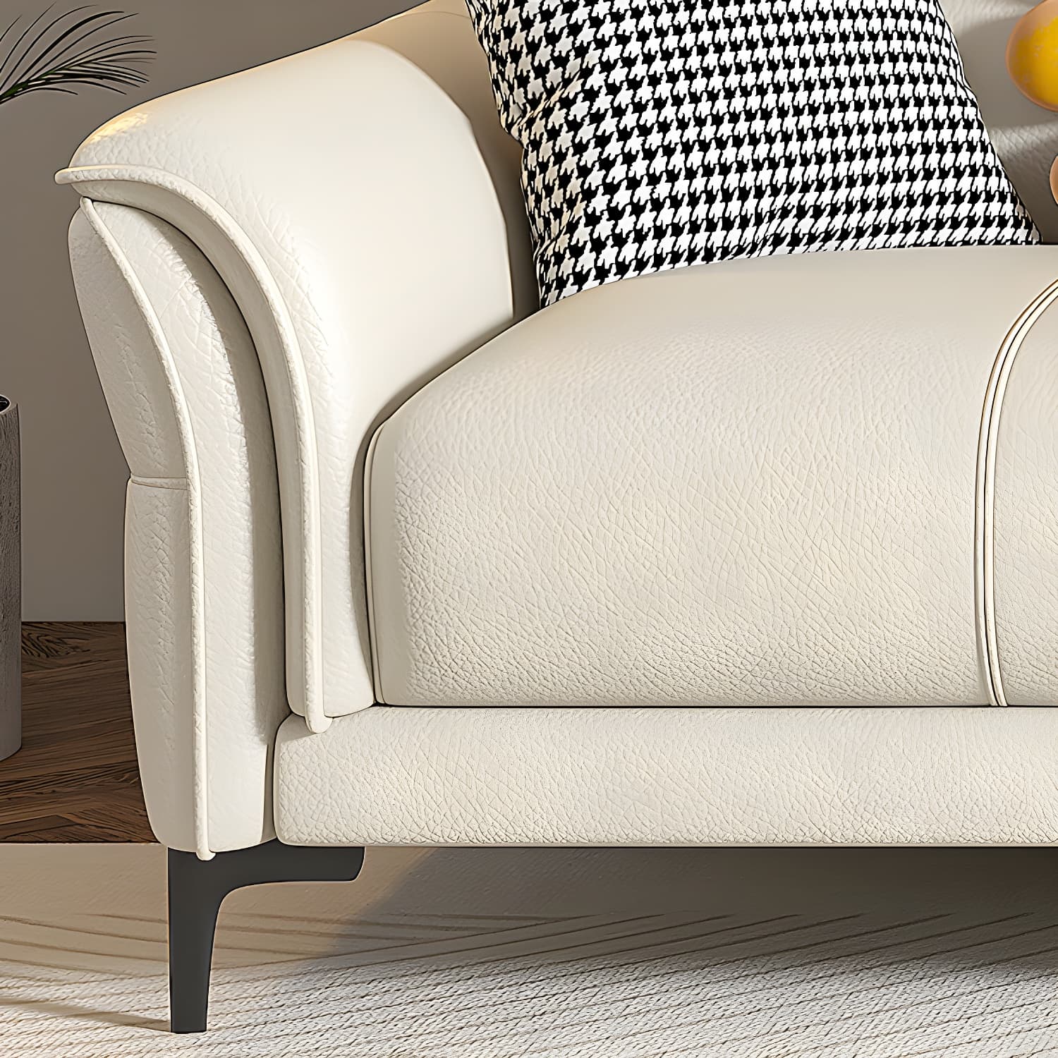 Contrast Flared Arm White Faux Leather Sectional Sofa with Cushion Back - image 8