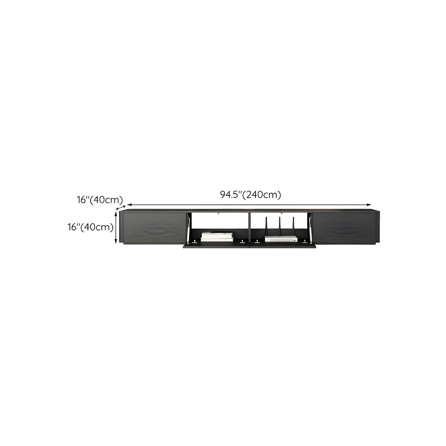 Black Wood TV Stand with Drawers and Cable Management – Modern Style and Low Height - image 18