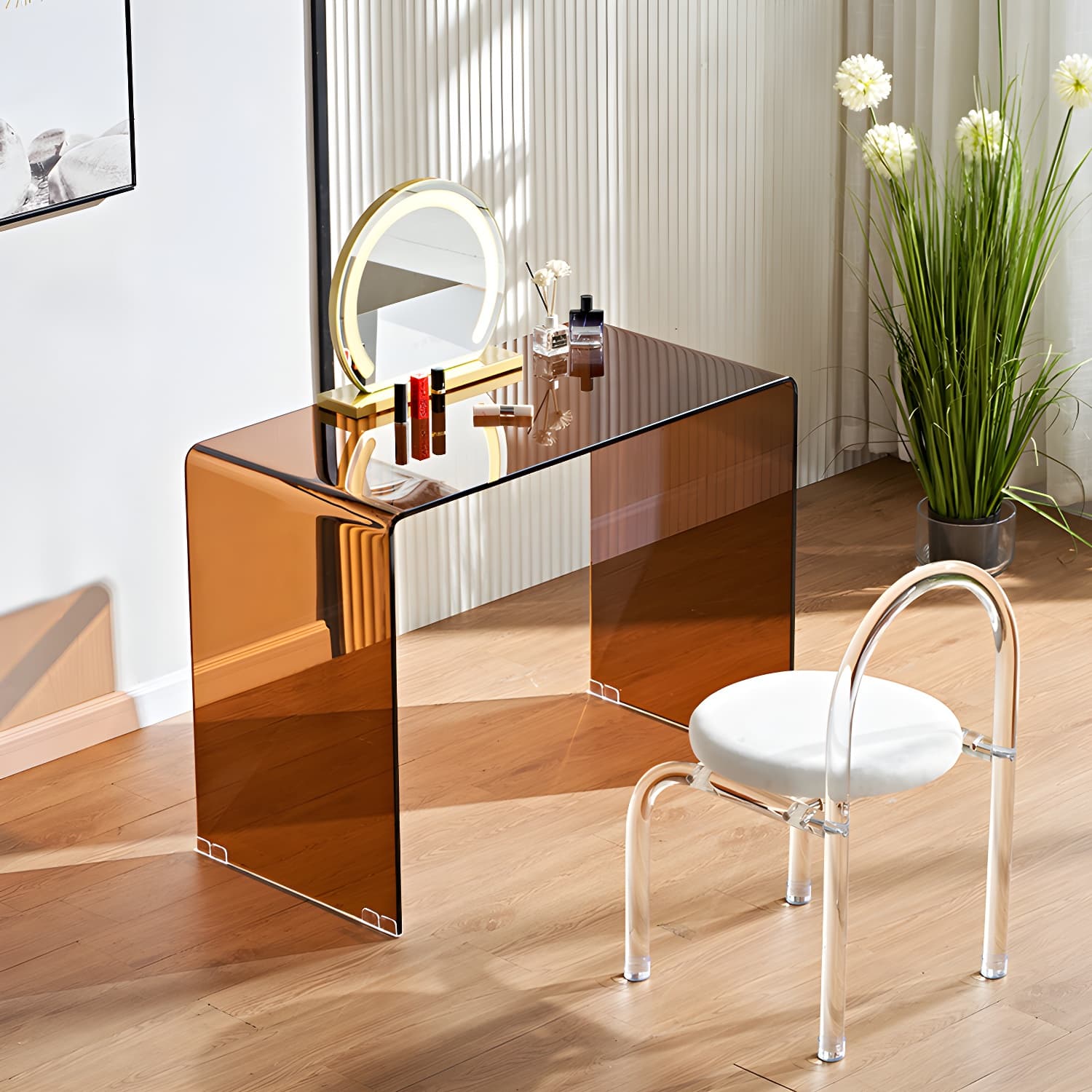 Contemporary Make-up Vanity Standing Glass Bedroom Makeup Vanity Set - image 5