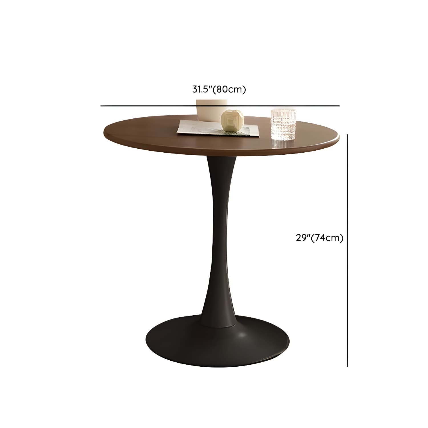 Chic Round Wood Dining Table with Medium Wood Tone and Sleek Steel Tulip Base - image 15